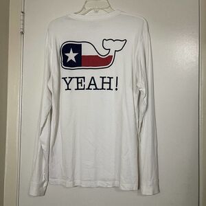 Vineyard Vines Texas Yeah! Long sleeve white pocket shirt size Small